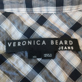 Veronica Beard Jeans Wrap Mini Dress Sherry White/Navy Gingham Size Extra Small