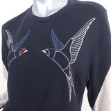 Stella McCartney Swallow Embroidered Sweatshirt Navy Size 36 Crewneck Pullover