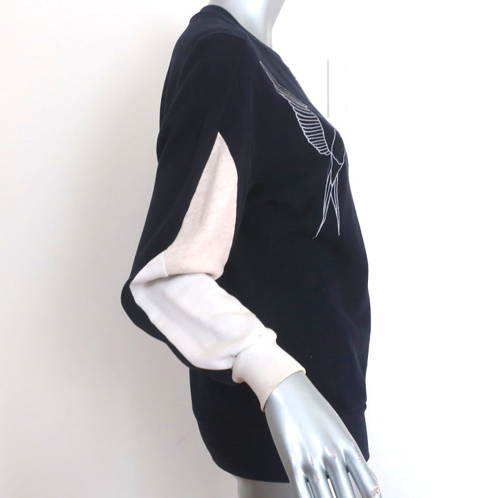 Stella McCartney Swallow Embroidered Sweatshirt Navy Size 36 Crewneck Pullover