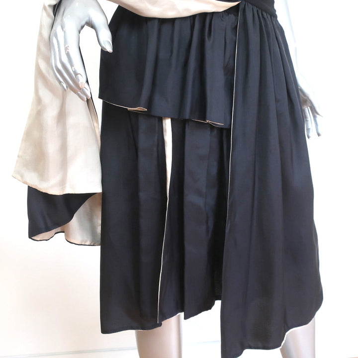 Dolce &amp; Gabbana Strapless Dress Black Cotton Jersey &amp; Ruffled Silk Size 44
