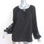T Tahari Lace Cuff Peasant Blouse Black Size Large Long Sleeve Tie-Neck Top NEW
