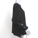 T Tahari Lace Cuff Peasant Blouse Black Size Large Long Sleeve Tie-Neck Top NEW