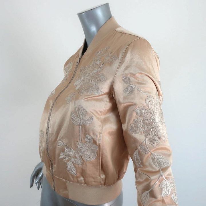 3x1 Bomber Jacket Champagne Floral Embroidered Satin Size Small - Celebrity Owned