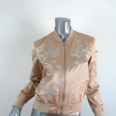 3x1 Bomber Jacket Champagne Floral Embroidered Satin Size Small - Celebrity Owned