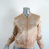 3x1 Bomber Jacket Champagne Floral Embroidered Satin Size Small - Celebrity Owned