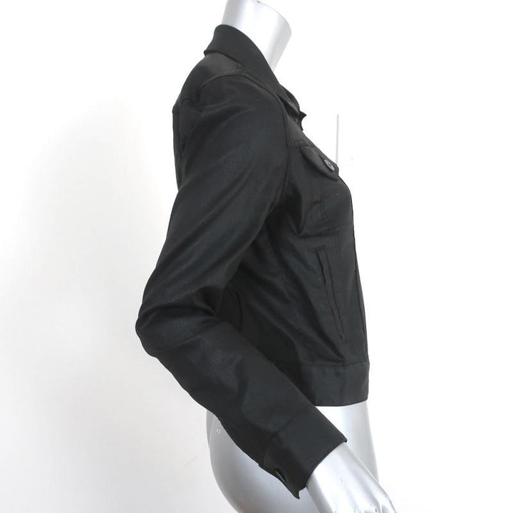 3x1 Coated Denim Jacket Black Stretch Cotton Size Medium - Celebrity Owned