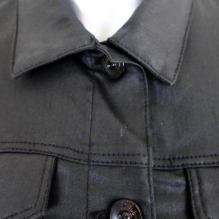 3x1 Coated Denim Jacket Black Stretch Cotton Size Medium - Celebrity Owned