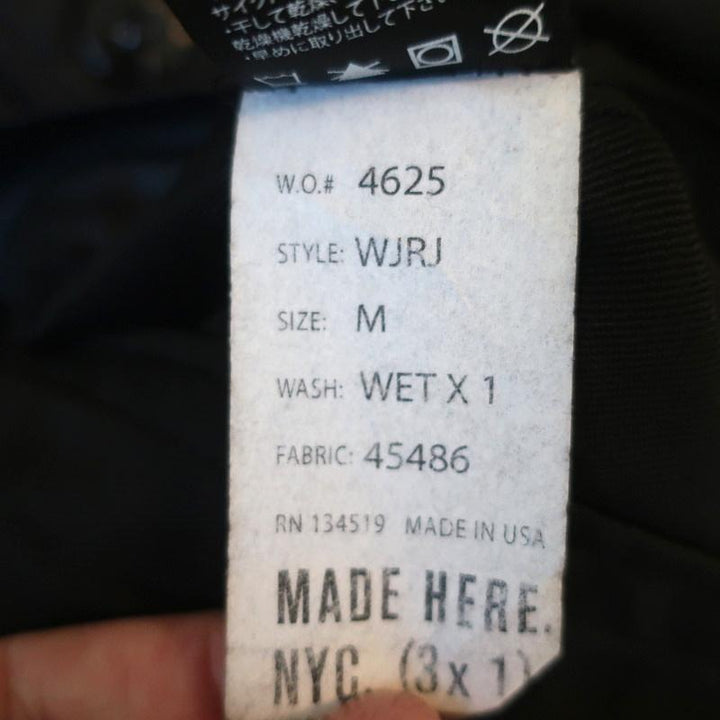 3x1 Coated Denim Jacket Black Stretch Cotton Size Medium - Celebrity Owned