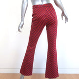 Rosetta Getty Cropped Flare Pants Red Geometric Jacquard Size Small NEW