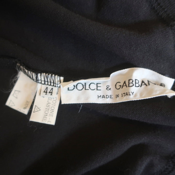 Dolce &amp; Gabbana Strapless Dress Black Cotton Jersey &amp; Ruffled Silk Size 44