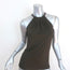 Michael Kors Collection Leather Strap Halter Top Dark Brown Jersey Size 4 NEW