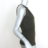 Michael Kors Collection Leather Strap Halter Top Dark Brown Jersey Size 4 NEW