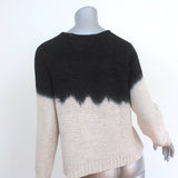 James Perse Dip-Dyed Pullover Sweater Black/Cream Cotton-Linen Size 0