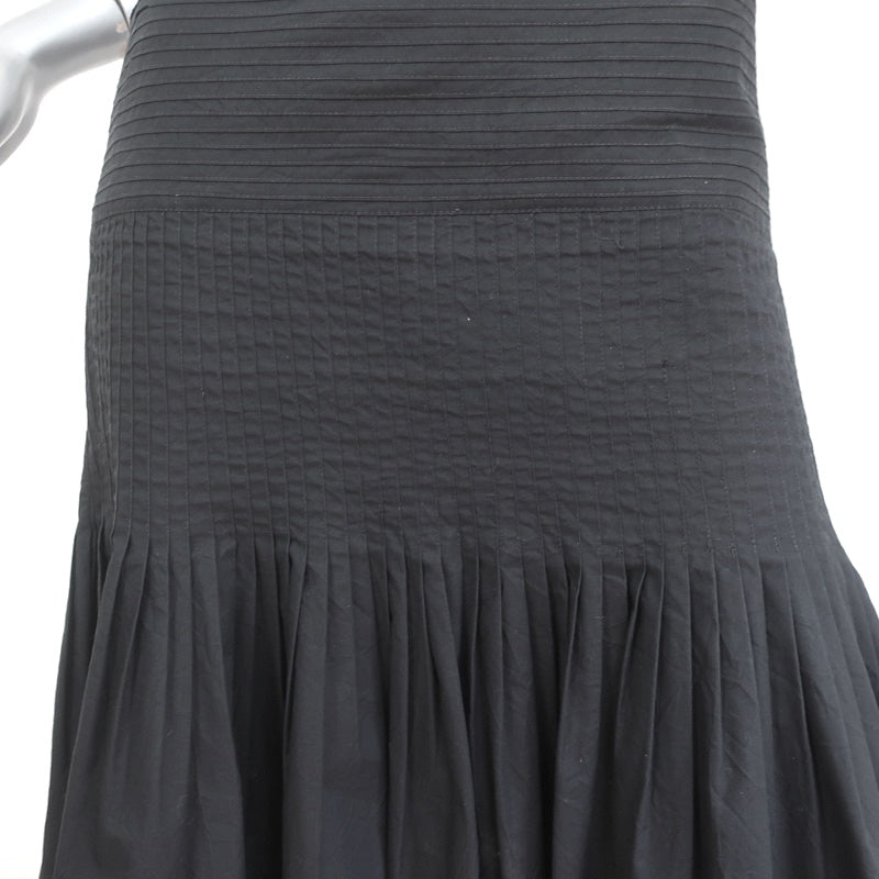 Burberry Pleated Skirt Black Pintucked Cotton Size US 8