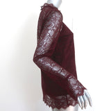 Theory Scalloped Lace Top Currant Size Medium Long Sleeve Blouse NEW