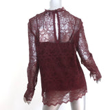 Theory Scalloped Lace Top Currant Size Medium Long Sleeve Blouse NEW