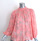 Ulla Johnson Blouse Sandrine Pink Floral Fil Coupe Size 2 Long Sleeve Top