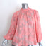 Ulla Johnson Blouse Sandrine Pink Floral Fil Coupe Size 2 Long Sleeve Top