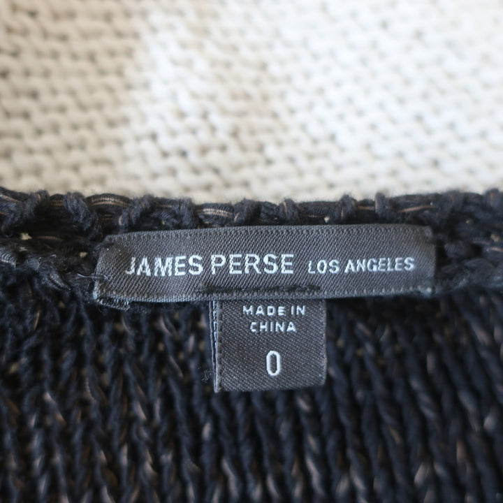 James Perse Dip-Dyed Pullover Sweater Black/Cream Cotton-Linen Size 0