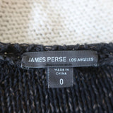James Perse Dip-Dyed Pullover Sweater Black/Cream Cotton-Linen Size 0