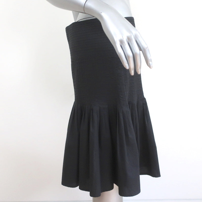 Burberry Pleated Skirt Black Pintucked Cotton Size US 8