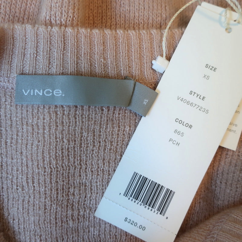Vince Sweater Peach Cashmere-Linen Size Extra Small Crewneck Pullover NEW