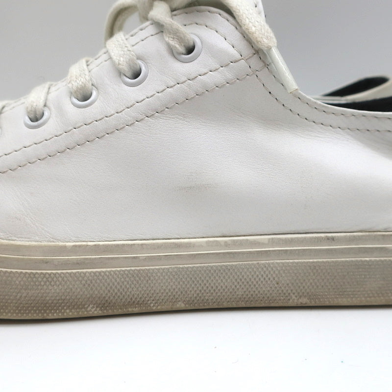 Saint Laurent Cap Toe Low Top Sneakers White Leather Size 40.5