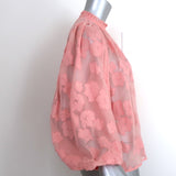 Ulla Johnson Blouse Sandrine Pink Floral Fil Coupe Size 2 Long Sleeve Top