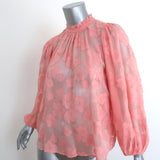 Ulla Johnson Blouse Sandrine Pink Floral Fil Coupe Size 2 Long Sleeve Top