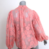 Ulla Johnson Blouse Sandrine Pink Floral Fil Coupe Size 2 Long Sleeve Top