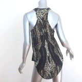 IRO Racerback Tank Top Finn Black Printed Silk Size 36 Sleeveless Blouse