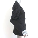 Gucci Blazer Black Tonal Striped Wool Satin Size 44 One-Button Suit Jacket