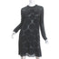 La Perla Circle Sequin Dress Black Silk Chiffon Size US 4 Long Sleeve Shift NEW