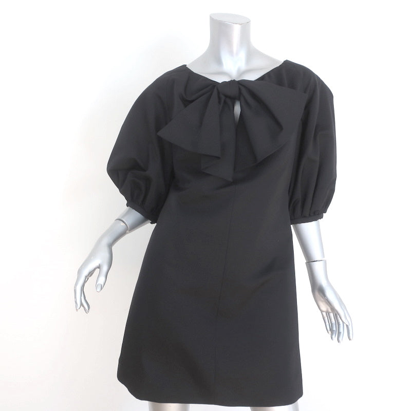 Giambattista Valli Bow Dress Black Wool-Silk Crepe Size 42 Puff Sleeve Celebrity Owned Giambattista Valli Bow Dress Black Wool-Silk Crepe Size 42 Puff Sleeve Celebrity Owned