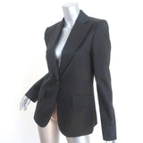 Gucci Blazer Black Tonal Striped Wool Satin Size 44 One-Button Suit Jacket