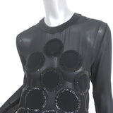 La Perla Circle Sequin Dress Black Silk Chiffon Size US 4 Long Sleeve Shift NEW