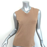 Gucci Sleeveless V-Neck Top Camel Stretch Silk Knit Size Medium