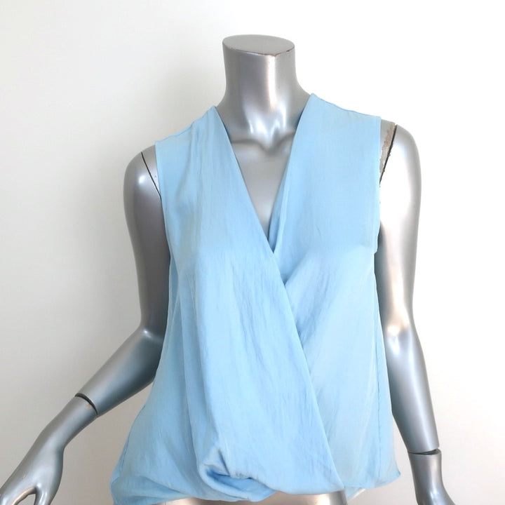 Rag &amp; Bone Victor Sleeveless Blouse Sky Blue Crinkled Silk Size Extra Small