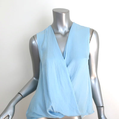 Rag & Bone Victor Sleeveless Blouse Sky Blue Crinkled Silk Size Extra Small