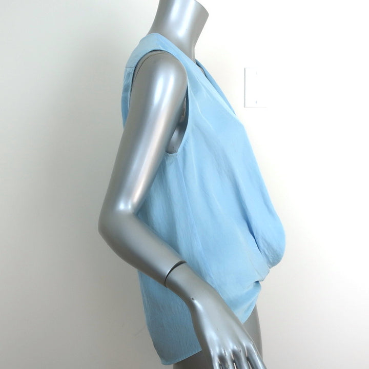 Rag &amp; Bone Victor Sleeveless Blouse Sky Blue Crinkled Silk Size Extra Small
