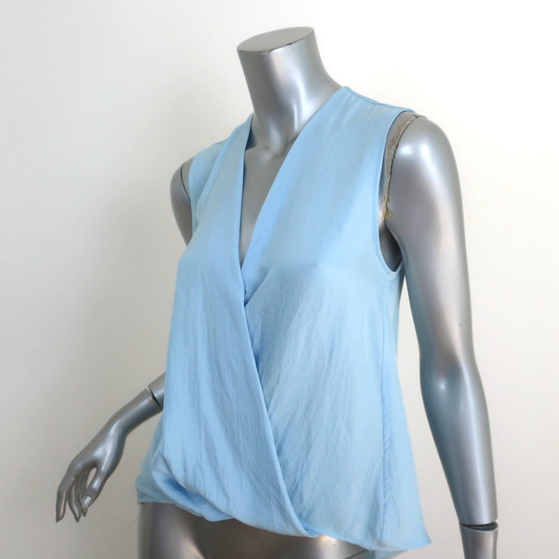 Rag &amp; Bone Victor Sleeveless Blouse Sky Blue Crinkled Silk Size Extra Small