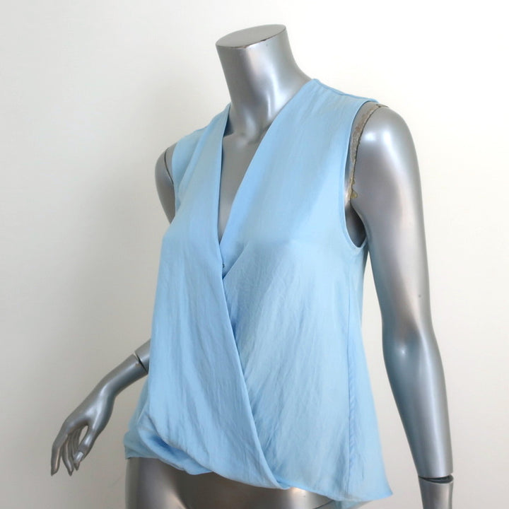 Rag &amp; Bone Victor Sleeveless Blouse Sky Blue Crinkled Silk Size Extra Small