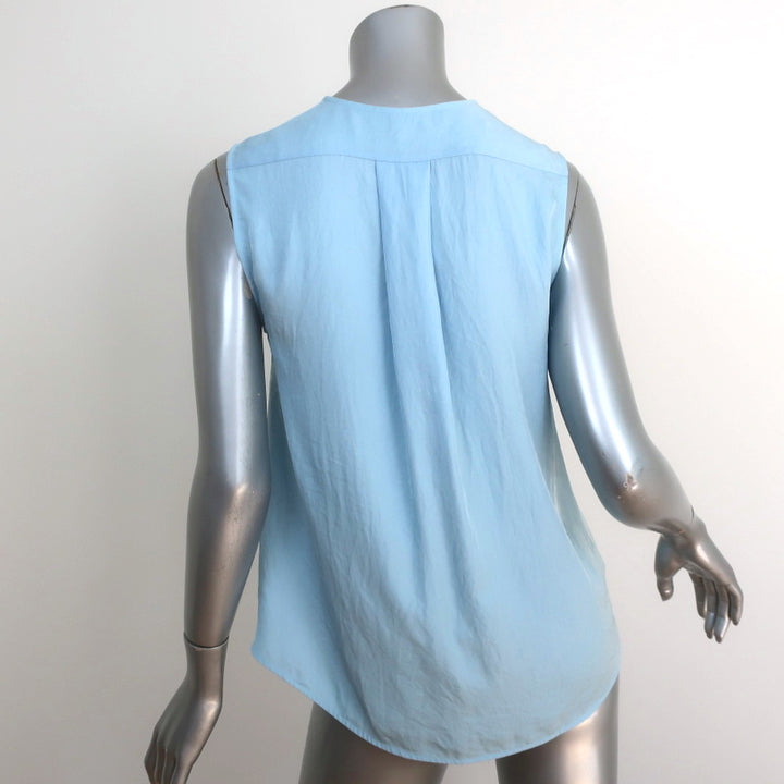 Rag &amp; Bone Victor Sleeveless Blouse Sky Blue Crinkled Silk Size Extra Small