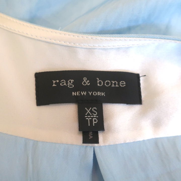 Rag &amp; Bone Victor Sleeveless Blouse Sky Blue Crinkled Silk Size Extra Small