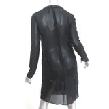 La Perla Circle Sequin Dress Black Silk Chiffon Size US 4 Long Sleeve Shift NEW