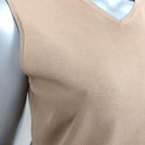 Gucci Sleeveless V-Neck Top Camel Stretch Silk Knit Size Medium