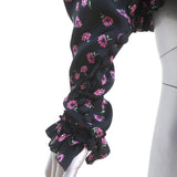 Magda Butrym Ruffle Blouse Toluca Black Floral Print Size US 4 Long Sleeve Top