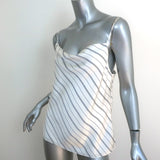 L'Agence Kay Cowl Neck Tank Top White Striped Silk Satin Size Extra Small