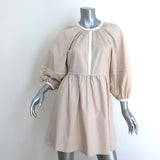 STAUD Demi Puff Sleeve Mini Dress Beige Stretch Cotton Size Extra Small