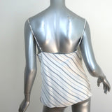 L'Agence Kay Cowl Neck Tank Top White Striped Silk Satin Size Extra Small